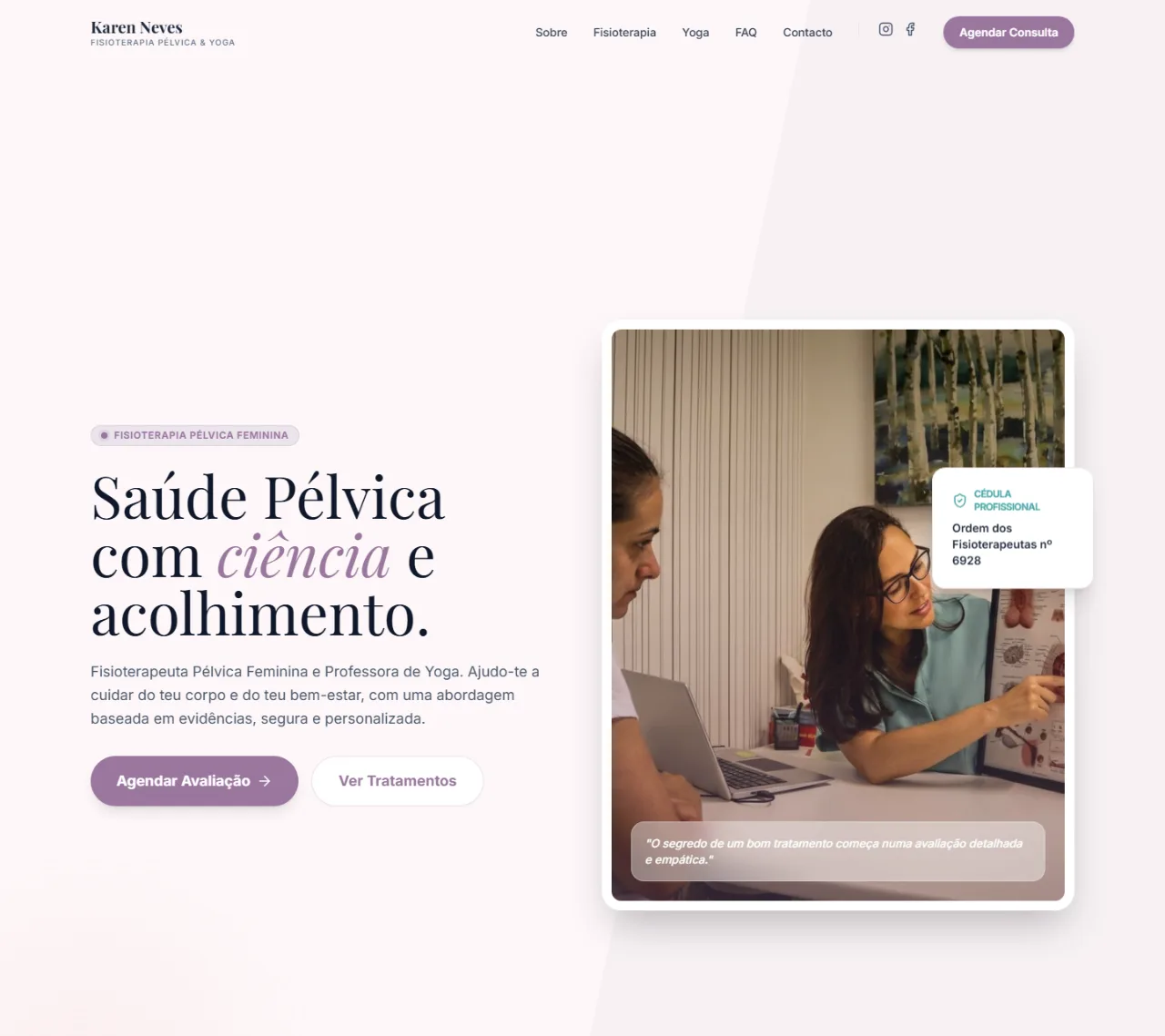 Site da Karen Neves — fisioterapia pelvica e yoga em Portugal, refeito pela Regex