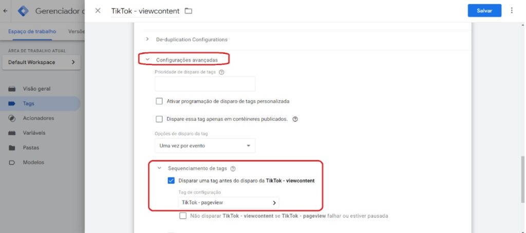 TikTok na Nuvemshop: Tutorial completo! 27 Google Tag Manager - evento viewcontent - passo 9