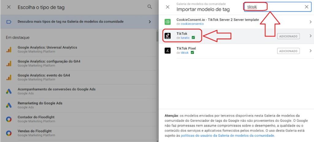 Google Tag Manager instalar codigo base TikTok passo 3