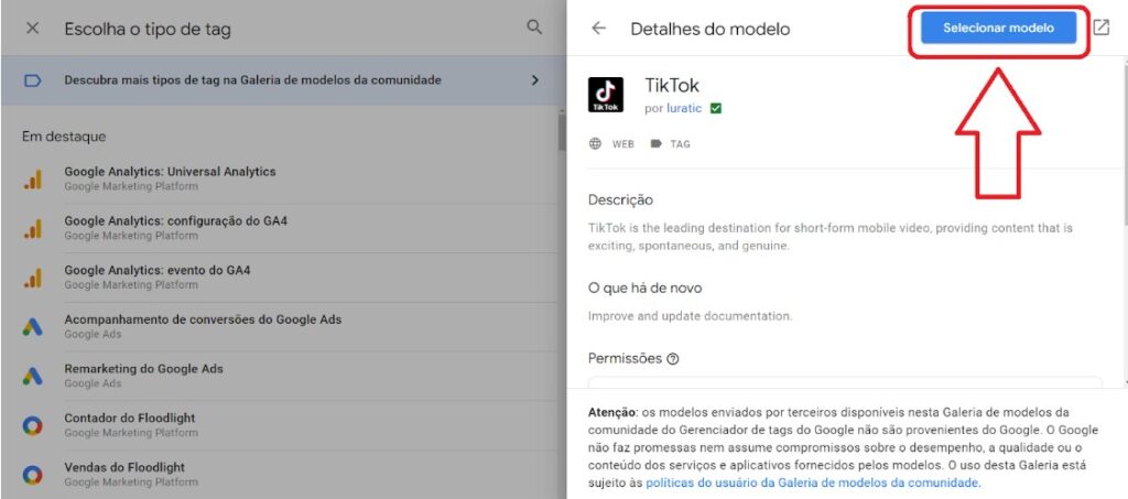 Google Tag Manager instalar codigo base TikTok passo 4