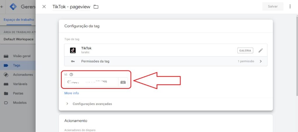 Google Tag Manager - instalar código base TikTok passo 5