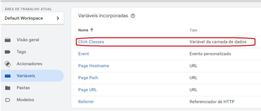 Variáveis incorporadas - Click Classes